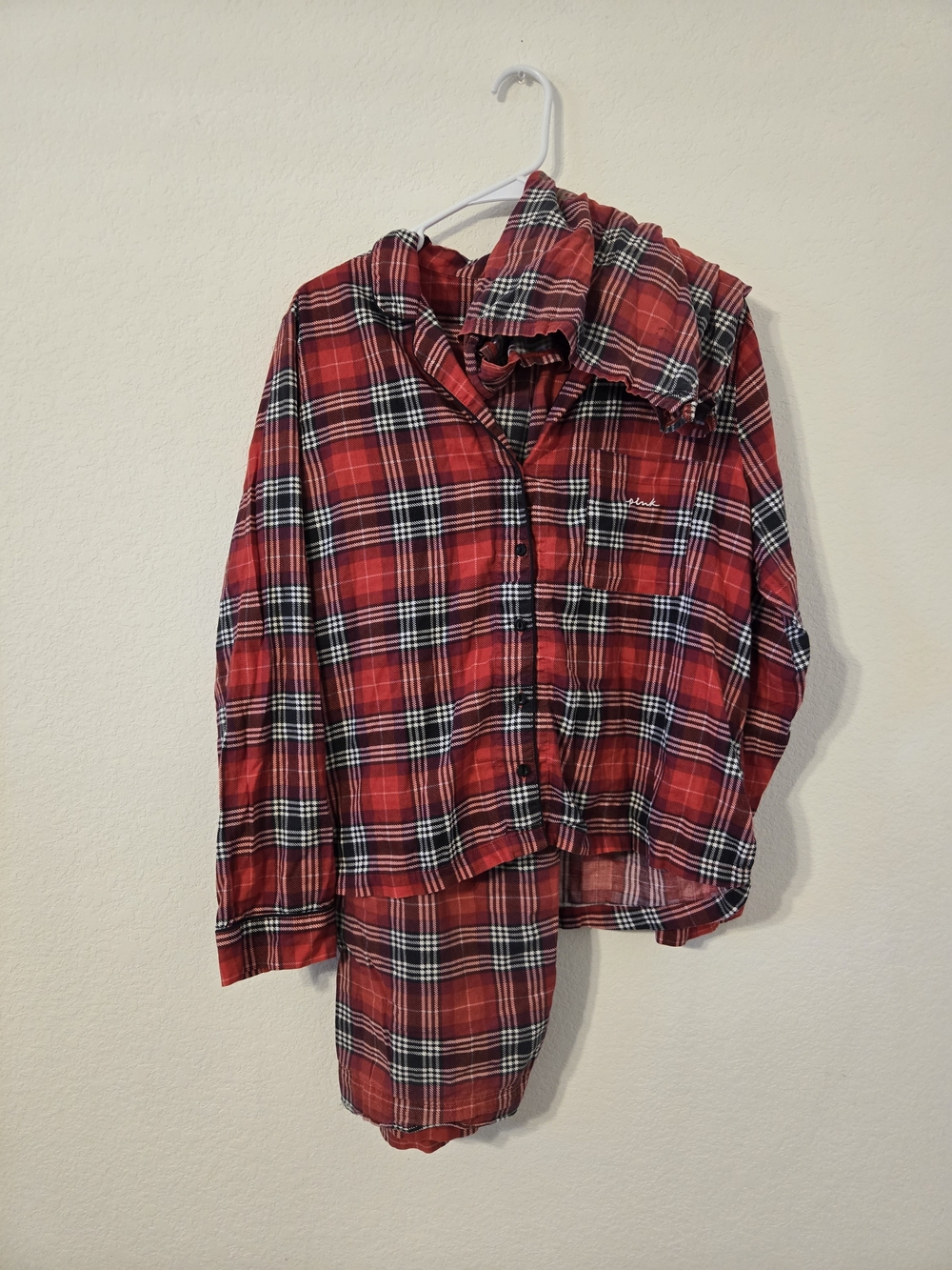 PINK Victoria's Secret Red Plaid Pajama Set